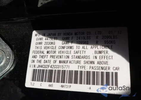 2012 Acura Tsx 2.4 from USA, damaged, VIN JH4CU2F42CC015771